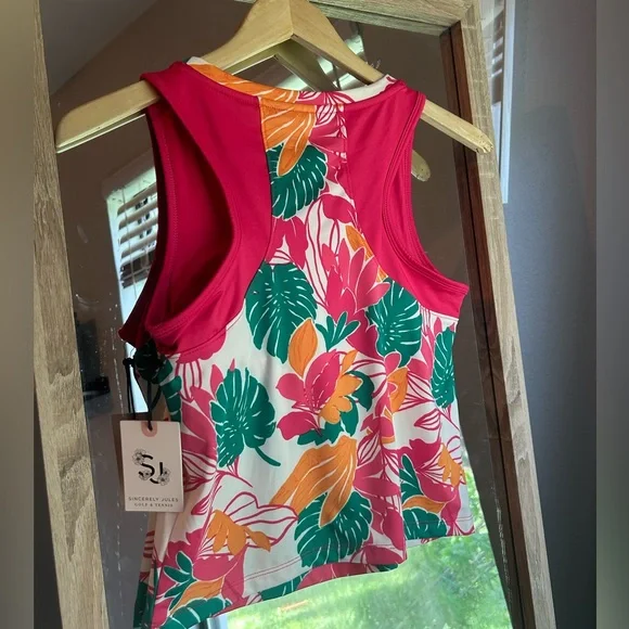 Sincerely Jules Golf & Tennis Floral Tank Top Shirt Size Small UPF 50 - Picture 4 of 5